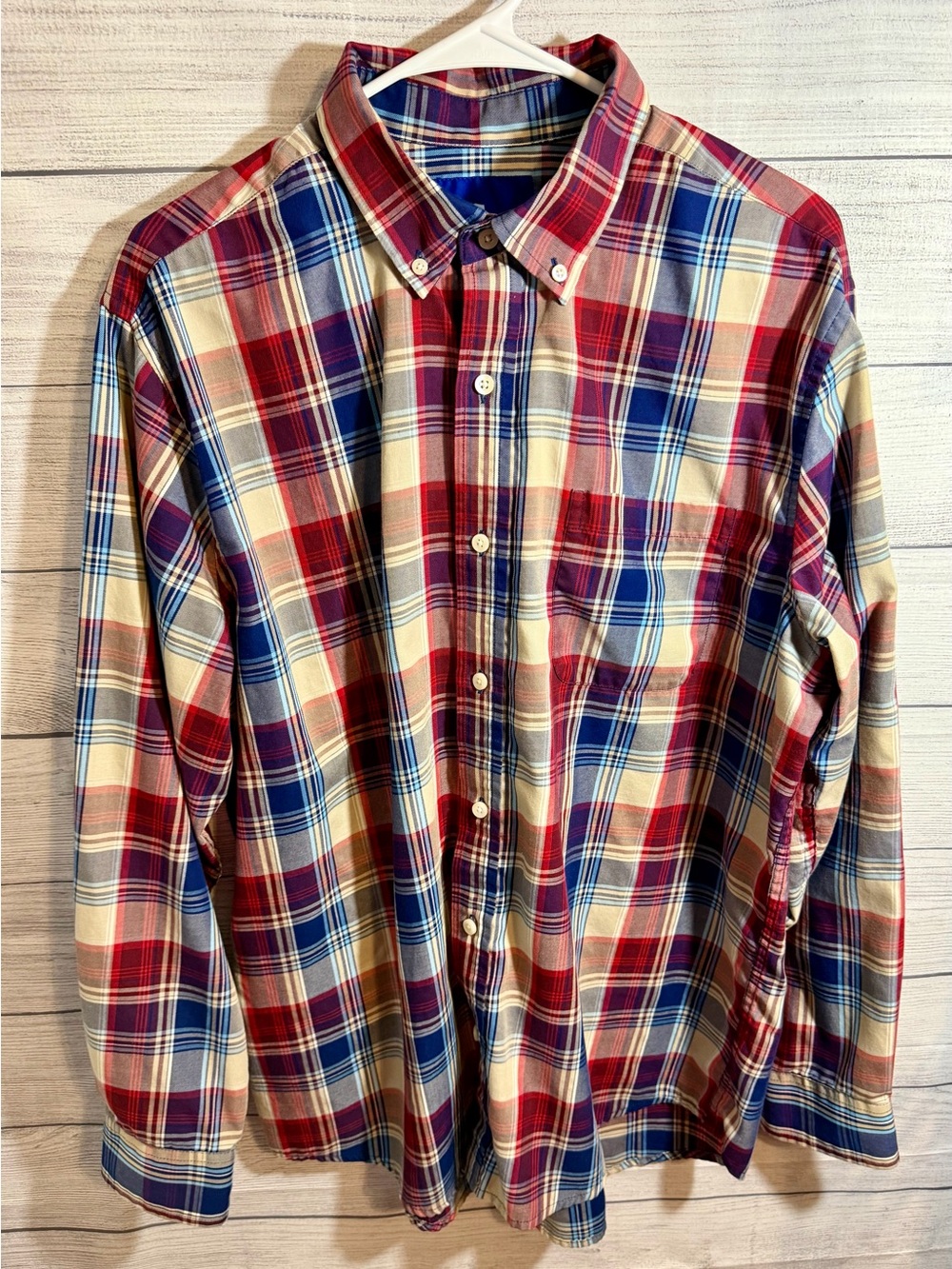 Saddlebred Red, Blue & Cream Plaid Button-Down Shirt